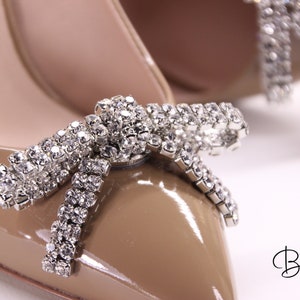 Shoe Clips Bow Jewelry Silver Crystals Decoration Unique Elegant Prom Wedding Bridal Shiny Sparkly Casual Handmade Gift For Her image 3