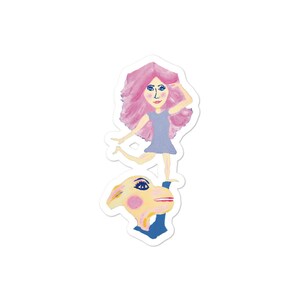 Bubble-free stickers, vinyl stickers, kinderen stickers, schepsel sticker, meisje sticker, roze haar sticker, schattige sticker, kinderen boek sticker