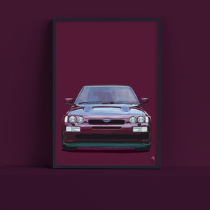 Escort RS Cosworth Art - Classic Ford Escort Cossie in Jewel Violet - Monte Carlo Edition - illustrazione