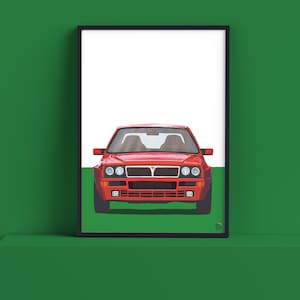 Lancia Delta Integrale Art - Italian Hot Hatch Rally legend in red - illustration