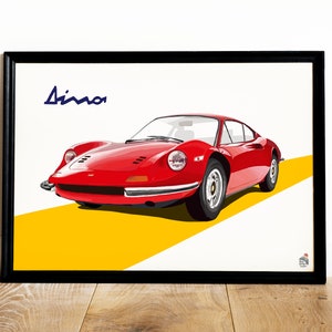 Ferrari Dino Art Print: Classic Car Illustration