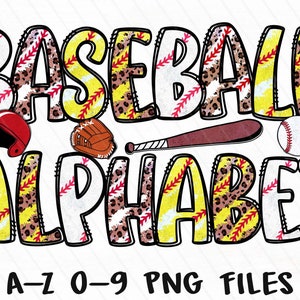 Game Day Png Baseball PNG Letters, Baseball Design Png, Sublimation Design, Baseball Doodle Alphabet Bundle png, Baseball Alphabet, Font Png