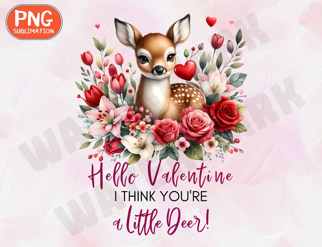 Vintage Valentines Clipart, Retro Valentines, Deer PNG Deer Clipart ...