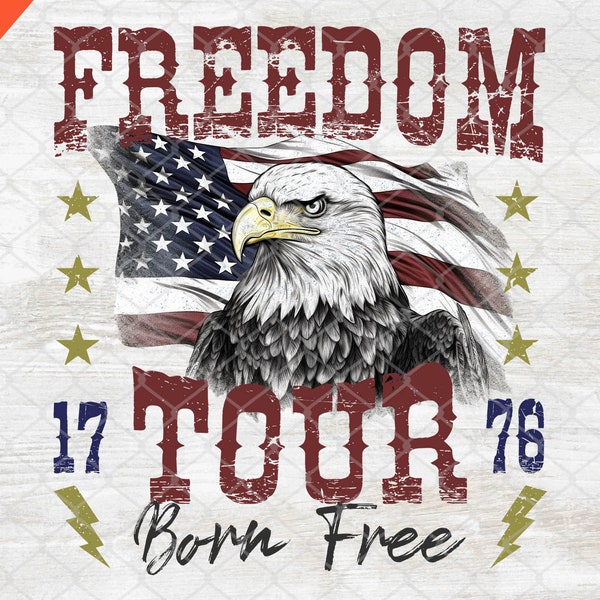 Freedom Tour 1776 Usa png, Born Free Eagle png, Vintage 4th of July Sublimation, 4th of July PNG, Retro 4th of July PNG