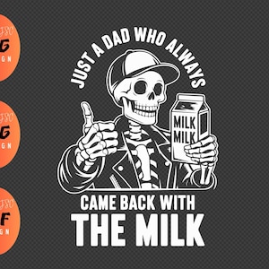 Just a dad who always came back with the milk Svg, funny dad Svg png, father's day sublimation design, retro dad png, dad joke Svg
