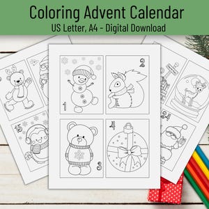 Christmas Advent Calendar, Christmas Countdown, Christmas Coloring Activity, Printable Activity for Kids, Countdown to Christmas Coloring