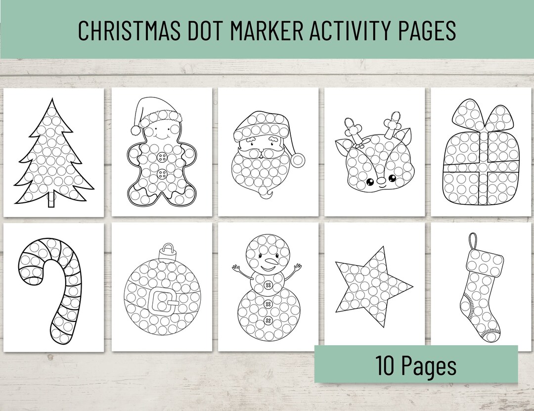 Christmas Dot Marker Printable Pages, Christmas Do a Dot Coloring