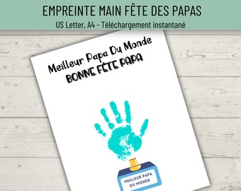 Cadeau Fête des Papas, Cadeau Fête des Pères, Empreinte main pour papa, Cadeau à faire soi même, Cadeau pour papa, Meilleur Papa du Monde
