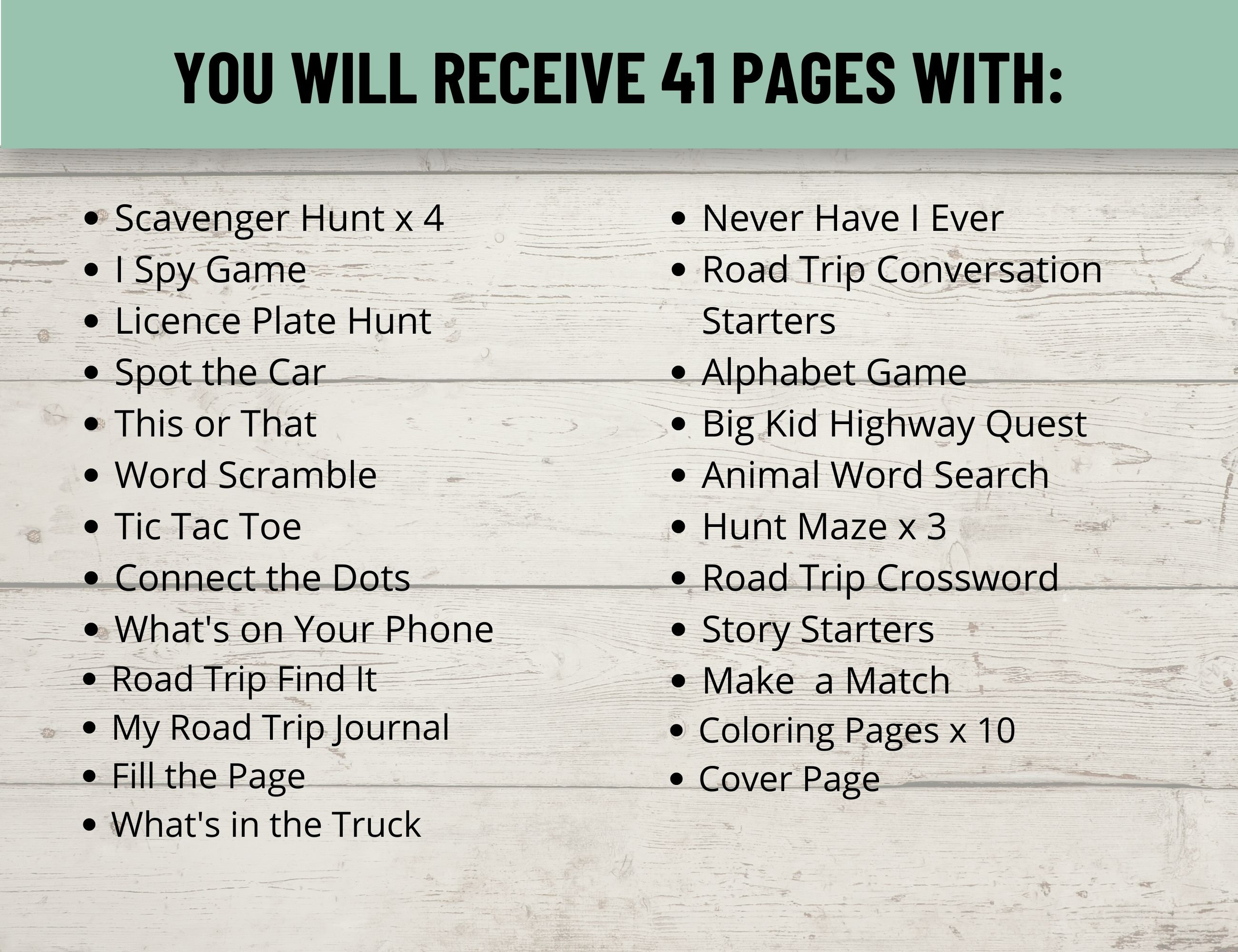 Road Trip Games Printable for Kids, Road Trip Activity Pages, Travel ...
