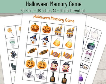 Halloween Memory-Spiel für Kinder, Halloween Memory-Spiel, Herbst Memory-Spiel, Herbst Memory-Spiel, Herbst PDF