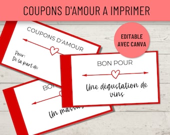 Coupons d'Amour à éditer, Coupons Saint Valentin, Idée cadeau pour elle ou lui, Saint Valentin pour homme femme, Cadeau pour amoureux