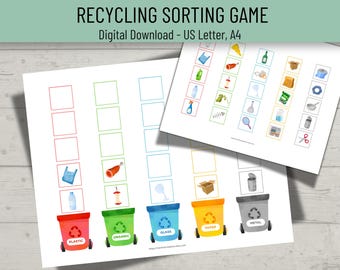 Recycling Sorting Game for Kids, Recycling Earth Day Activity, Recycling Learning Game, Trash Recycling Game, Earth Day Classroom Activity