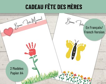 Cadeau fête des mères, Cadeau empreinte main/ pied enfant pour maman, Dernière minute, A faire soi même, Bonne fête maman, Idée cadeau