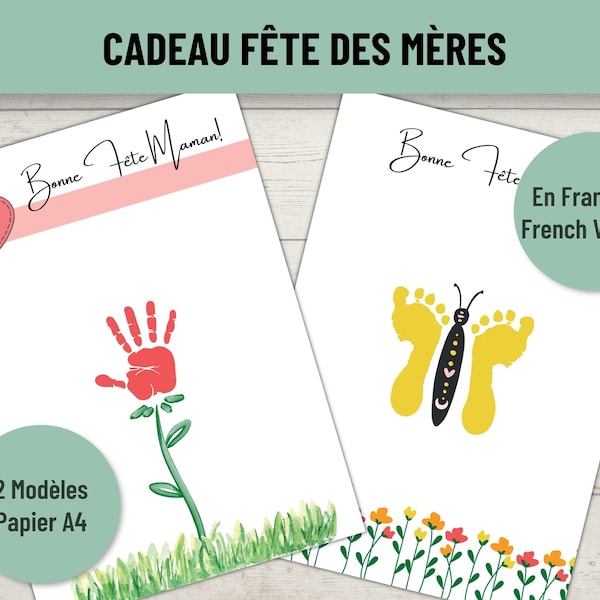 Cadeau fête des mères, Cadeau empreinte main/ pied enfant pour maman, Dernière minute, A faire soi même, Bonne fête maman, Idée cadeau