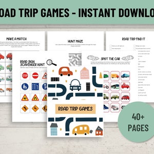 Road Trip Games Printable for Kids, Road Trip Activity Pages, Travel Activity Pack, Printable Summer Activity Bundle, Road Trip Occupation
