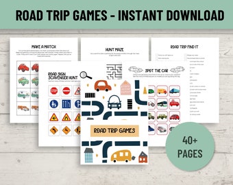 Road Trip Games Printable for Kids, Road Trip Activity Pages, Travel Activity Pack, Printable Summer Activity Bundle, Road Trip Occupation