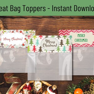 Christmas Treat Bag Toppers, Merry Christmas Toppers, Christmas Gift Bag Toppers, Printable Treat Bag Toppers, DIY Christmas Gift