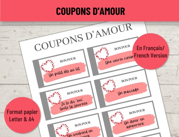 Coupons D Amour A Imprimer Coupons Saint Valentin Idee Etsy