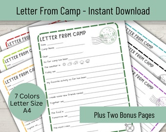 Letter from Camp Printable, Summer Camp Stationery, Camp Journal, Kids Camp Stationery, Kids Camp Letter, Letter for Parents, Grandparents