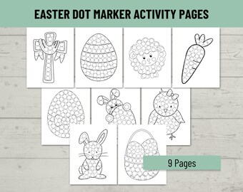 Easter Dot Marker Printable Activity Pages, Easter Do a Dot Coloring, Easter Coloring Activity Sheets, Do a Dot Pages, Preschool Activity
