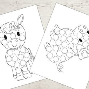 Farm Animals Dot Marker Printable Activity Pages, Do a Dot Coloring, Do ...