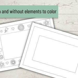 Present Frame Coloring Coloring Photo Frame Printable, Coloring Activity for Kids, Mother's ...