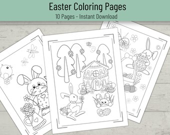 Easter Coloring Pages, Kids Easter Printable Activity Sheets, Easter Bunny Coloring, Easter Coloring Cards, Spring Coloring for Kids