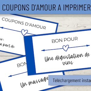 Gutscheine d'Amour zu imprimer, Gutscheine Saint Valentin, Cadeau cadeau für elle ou lui, Saint Valentin für homme / femme, Cadeau für amoureux