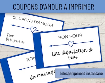 Coupons d'Amour à imprimer, Coupons Saint Valentin, Idée cadeau pour elle ou lui, Saint Valentin pour homme/ femme, Cadeau pour amoureux