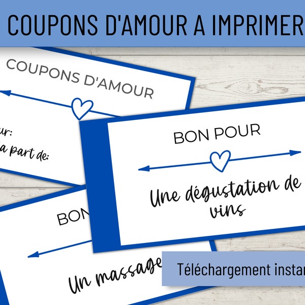 Coupons d'Amour à imprimer, Coupons Saint Valentin, Idée cadeau pour elle ou lui, Saint Valentin pour homme/ femme, Cadeau pour amoureux