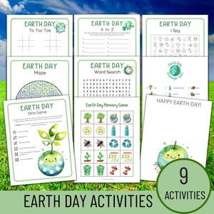 Earth Day Activity Bundle, Earth Day Games Bundle, Earth Day Classroom Activities, Earth Day Party Games, Printable Earth Day Pages