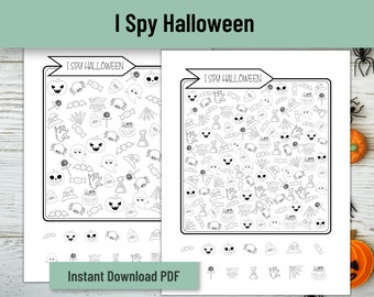 I Spy Halloween Printable Activity for Kids, Halloween Games for Kids, Halloween Classroom Activity, Halloween Coloring, Counting Activity