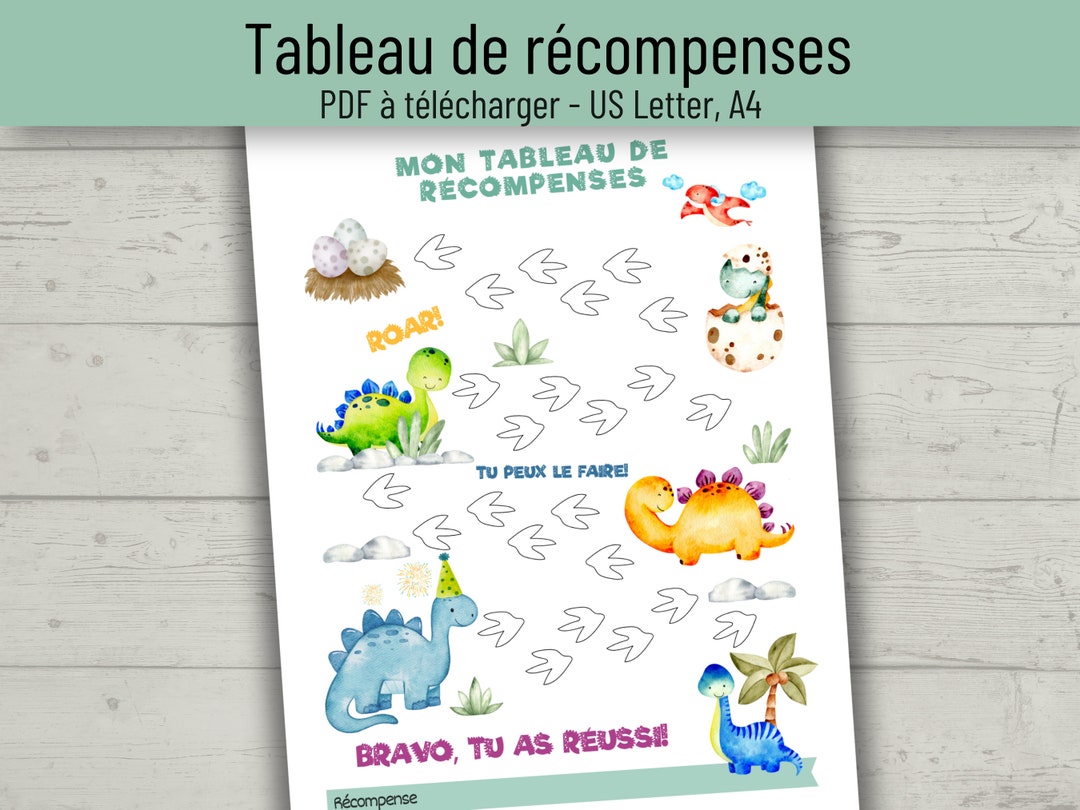 Tableau De Récompenses Dinosaure, Tableau De Motivation Enfant, Je ...