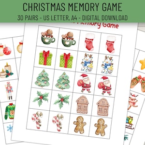 Jogo de correspondência de Natal, jogo de memória de Natal para impressão, jogo de correspondência de inverno, cartões de atividades de Natal para crianças, jogo de Natal para impressão