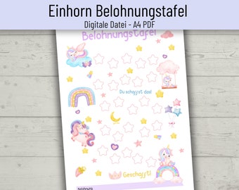 BIROYAL Tableau de récompense pour enfant avec 12 tableaux de récompense licorne et autocollants - Système de récompense pour enfants