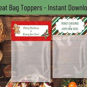 Christmas Treat Bag Toppers, Merry Christmas Toppers, Christmas Gift Bag Toppers, New Year Gift Bag Topper, Printable Treat Bag Toppers