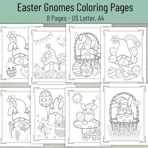 Easter Coloring Pages for Kids, Easter Gnome Coloring Activity, Children Coloring Sheets, Pre-school Activity, Cute Easter Activity Pages