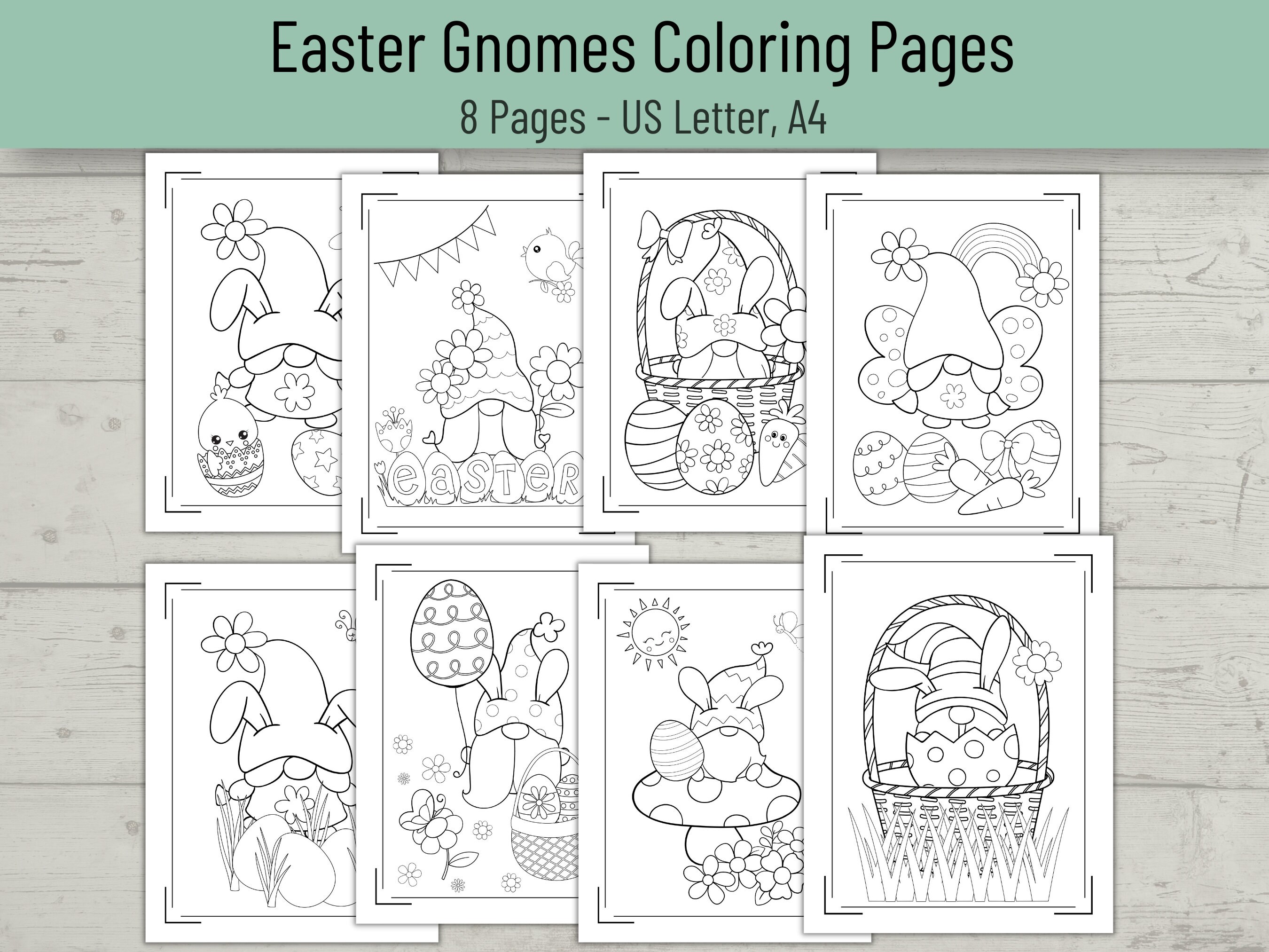 Easter Coloring Pages for Kids, Easter Gnome Coloring Activity ...