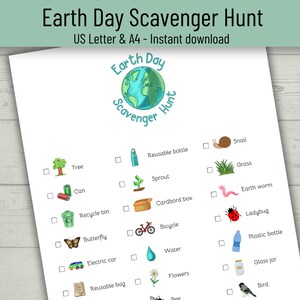 Earth Day Scavenger Hunt, Earth Day Printable Game for Kids,  Earth Day Treasure Hunt Game, Earth Day Activity, Outdoor Family Activity