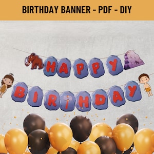 Prehistoric Birthday Banner, Stone Age Birthday Garland, Caveman Party Decor, DIY Birthday Decoration, Prehistoric Birthday Bunting PDF