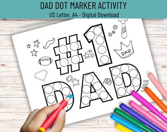 Dad Dot Marker Activity Page, Father&#39;s Day Do a Dot, Toddler Gift for Dad, Preschool Father&#39;s Day Activity, Dad Do a Dot Sheet