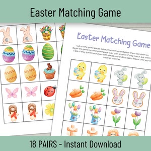 Easter Matching Game for Kids, Easter Printable Memory Game, Spring Matching Game, Easter Game for Kids, Printable Activity for Kids