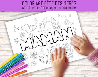 Cadeau fête des mères, Bonne fête maman, Maman je t'aime, Cadeau pour maman, Coloriage pour maman, Activité pour enfants, Anniversaire maman