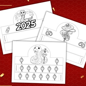 Lunar New Year Paper Crown Hats, Year of the Snake Paper Crown Craft ...