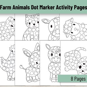 Farm Animals Dot Marker Printable Activity Pages, Do a Dot Coloring, Do a Dot Printable, Farm Do a Dot, Pre-school Activity