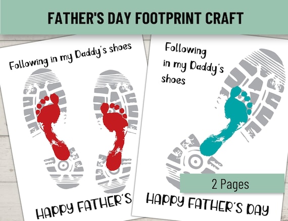 Father's Day Footprint Craft, Footprint Gift For Dad, Following In My Daddy's Shoes, Easy Printable Father's Day Craft, Gift From Kids