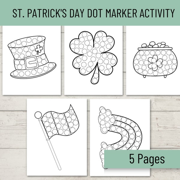 St.Patrick's Day Dot Marker Printable Activity Pages,  St.Patrick's Do a Dot Coloring Activity Sheets, Do a Dot Pages, Classroom Activity