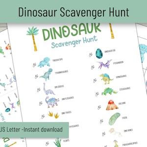 Dinosaur Scavenger Hunt Printable, Dinosaur Games for Kids, Dinosaur Birthday Treasure Hunt Game, Dinosaur Theme Activity, Dinosaur PDF