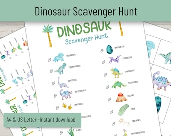 Dinosaur Scavenger Hunt Printable, Dinosaur Games for Kids, Dinosaur Birthday Treasure Hunt Game, Dinosaur Theme Activity, Dinosaur PDF