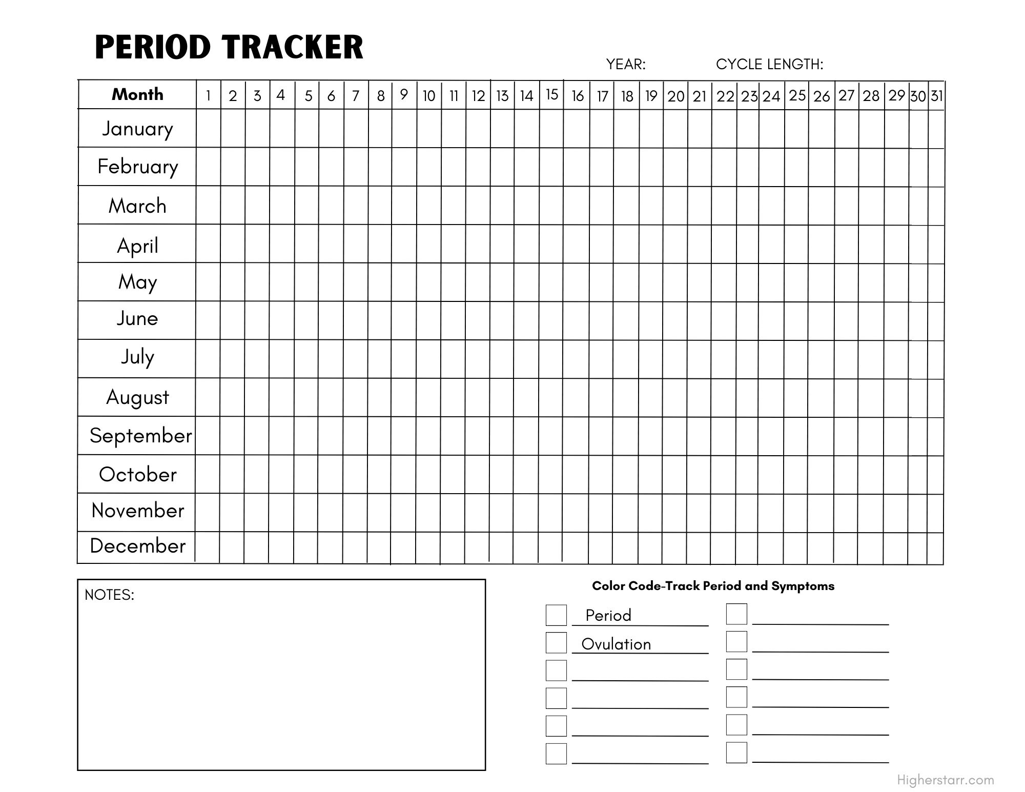 Period Tracker Printable - Etsy